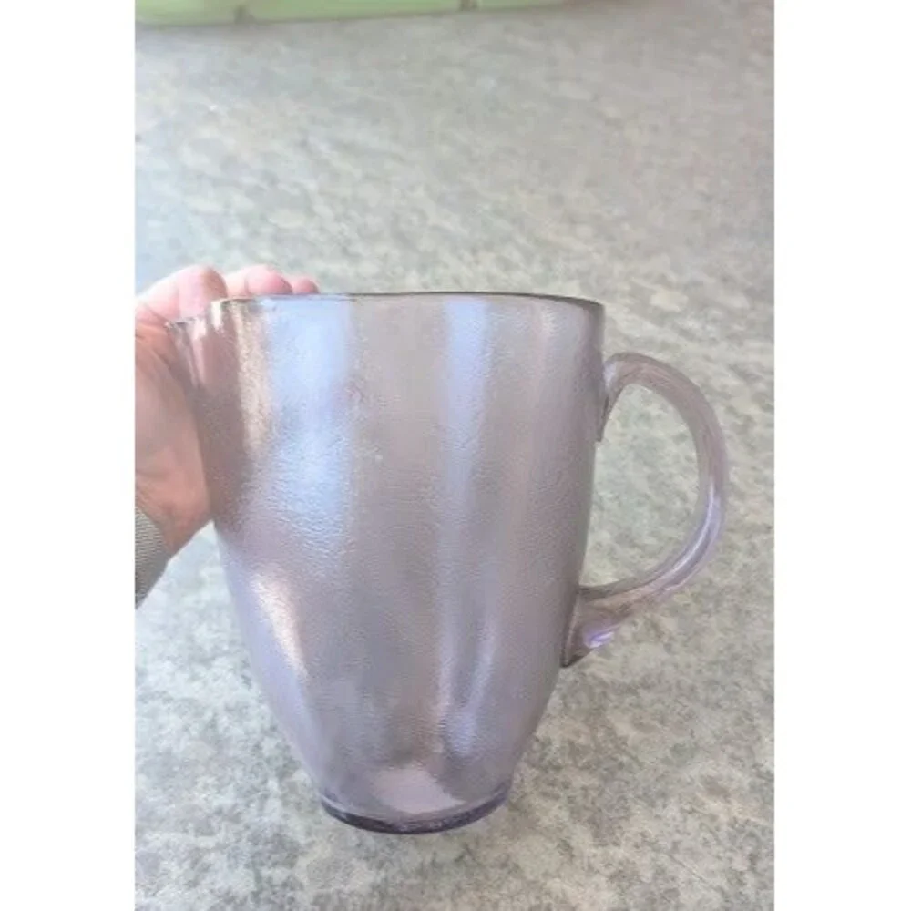 Vintage Violet Textured Glass Pitcher Purple Applied Handle Made in Italy